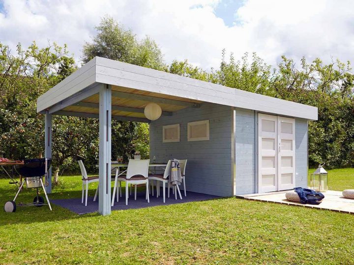 Abri De Jardin Madeira En Bois 28 Mm Modèle Lounj 17,5 M² encequiconcerne Abri De Jardin Pvc Toit Plat