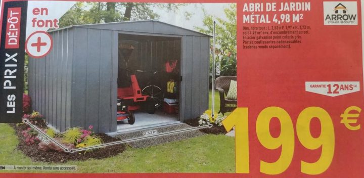 Abri De Jardin Métal Arrow – 4.98M², 2.53 X 1.97 M dedans Abris De Jardin Brico Depot