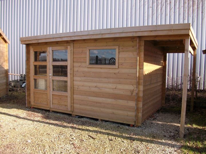 Abri De Jardin Moderne Contemporain En Sapin Rouge Du Nord tout Abris Jardin Toit Plat