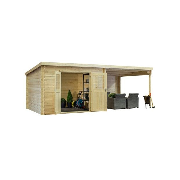 Abri De Jardin Monopente 8,18 M2 Bois 28 Mm Avec Auvent De à Abri Jardin Monopente