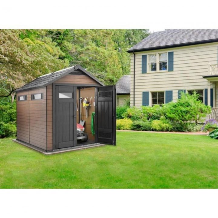 Abri De Jardin Résine En Composite Bois Marron, 229 X 287 à Abri De Jardin En Composite