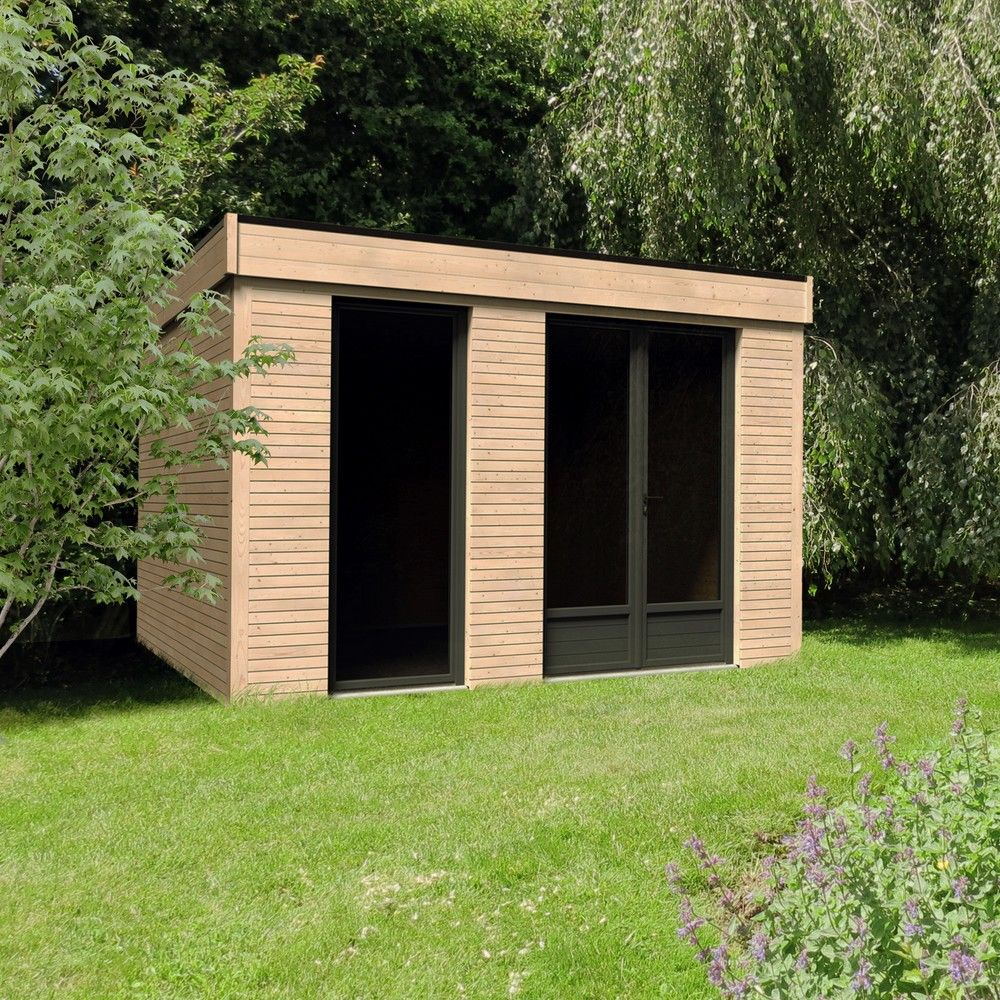 Abri De Jardin Semi Habitable Toit Plat Décor Home 10,91 M² Ep. 90 Mm avec Abris De Jardin Toit Plat