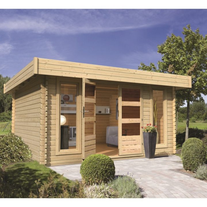 Abri De Jardin Toit Plat 14,98M² An Bois 28Mm Aramir encequiconcerne Abri De Jardin Toit Plat 5M2