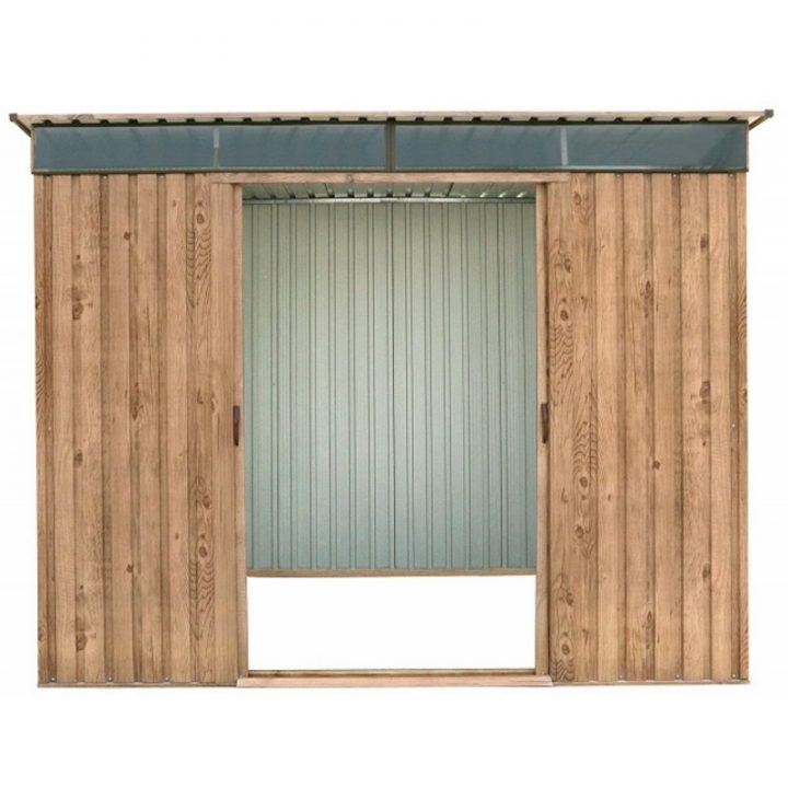 Abri En Métal Imitation Bois Skylight À Toit Plat 4,84M² à Abri Jardin Monopente