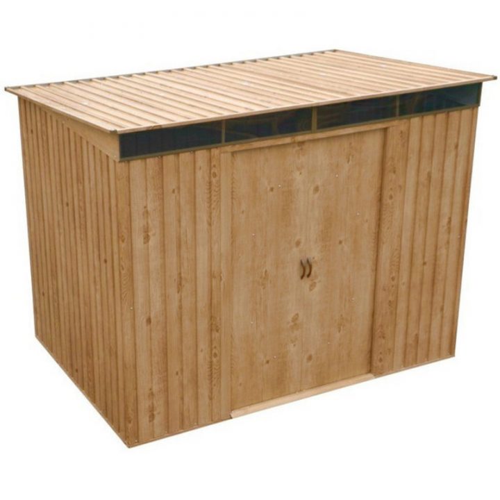 Abri En Métal Imitation Bois Skylight À Toit Plat 4,84M² concernant Abri Jardin Monopente