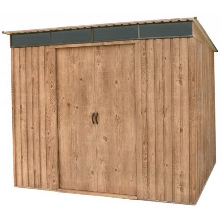 Abri En Métal Imitation Bois Skylight À Toit Plat 4,84M² pour Abri Jardin Monopente