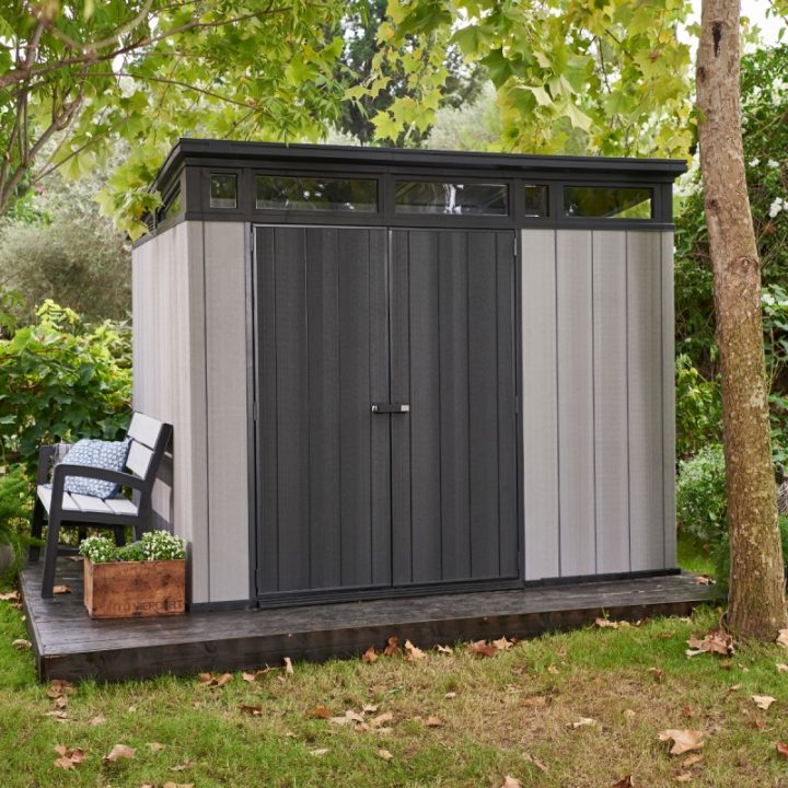 Abri Monopente En Résine Brossée Brossium 6M² + Plancher Keter encequiconcerne Abris De Jardin En Résine