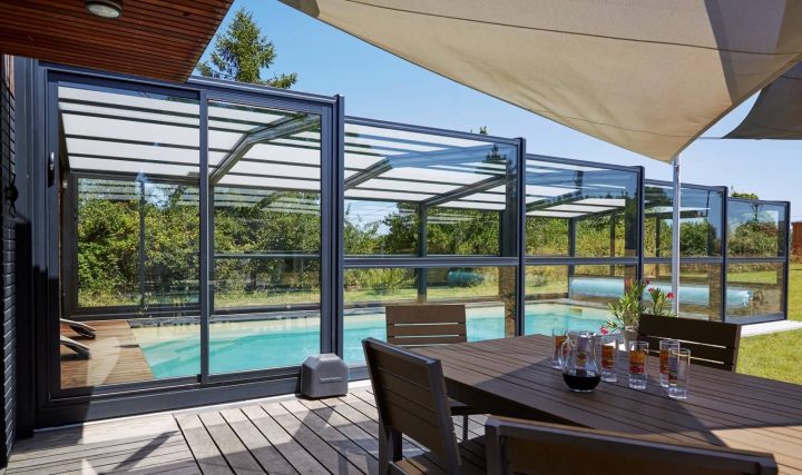 Abri Piscine Haut – Modèles Télescopiques / Coulissants intérieur Abri De Terrasse Coulissant