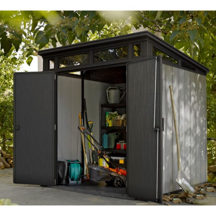 Abri Toit Plat En Résine Brossée Brossium 4,7M² + Plancher dedans Abris De Jardin En Résine