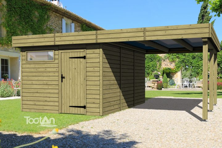 Abris De Jardin – Abri Toit Plat + Carport | Tootan | Abri avec Abris De Jardin Toit Plat