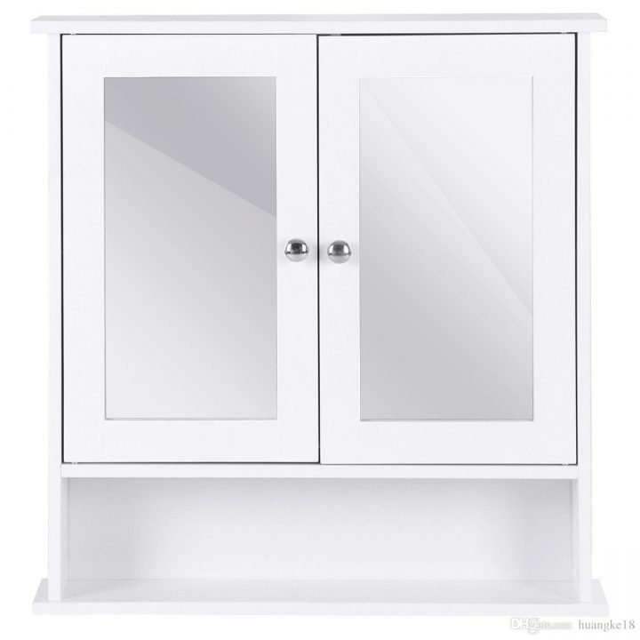 Acheter Nouvelle Armoire Murale De Salle De Bains Double Étagère En Bois De  Rangement De Placard À Porte Miroir De 41,84 € Du Huangke18 | Dhgate concernant Placard Mural Salle De Bain