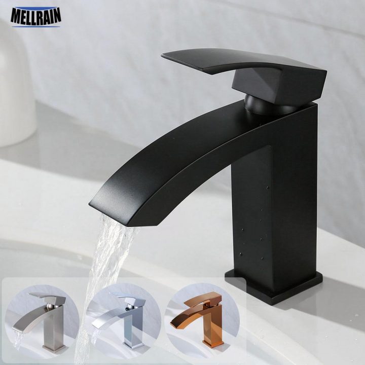 Acheter Robinet De Lavabo À Monocommande Noir Mat 100% Laiton Massif Pont  De La Salle De Bain Monté Sur Le Mélangeur Deau Chrome Rose Robinet De avec Robinet Noir Mat