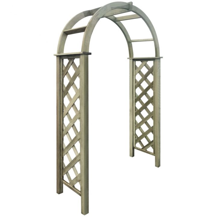 Acheter Vidaxl Arche Avec Treillis Bois De Pin Vert concernant Arche De Jardin En Bois