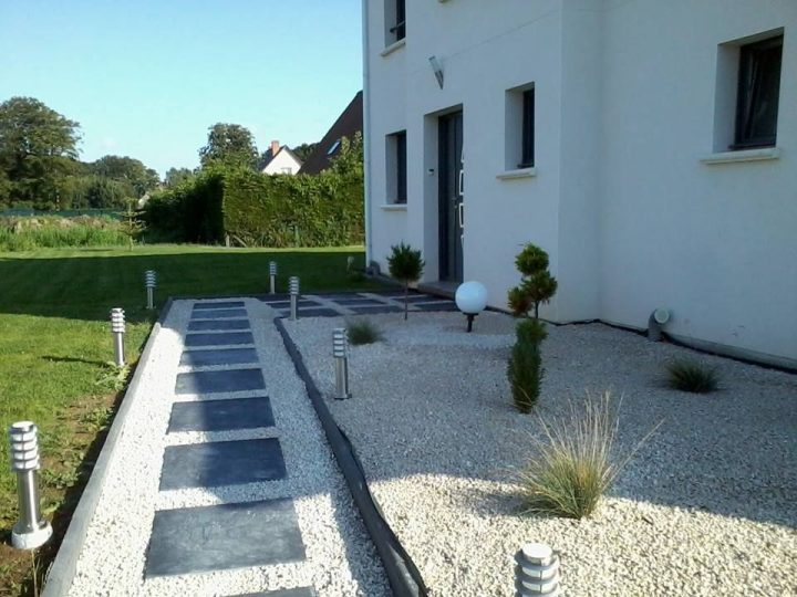All E Pi Tonni Re En Dalles Ardoise 60*60 Et Gravillons encequiconcerne Aménagement Allée Entrée Maison
