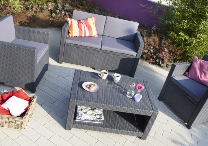 Allibert Monaco Lounge Set Graphit – Allibert dedans Salon De Jardin Monaco