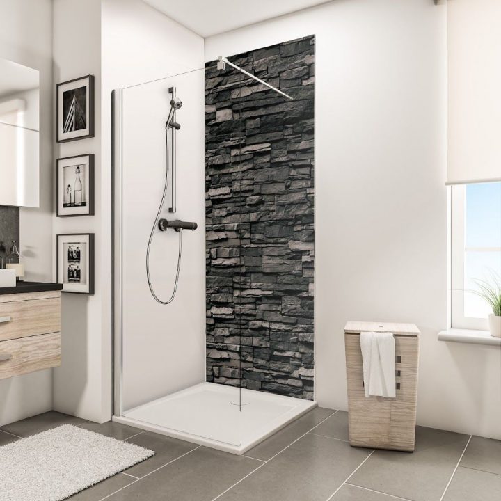Anthrazit #décodesign #dekor #duschrückwände #schulte #stein serapportantà Panneau Composite Salle De Bain