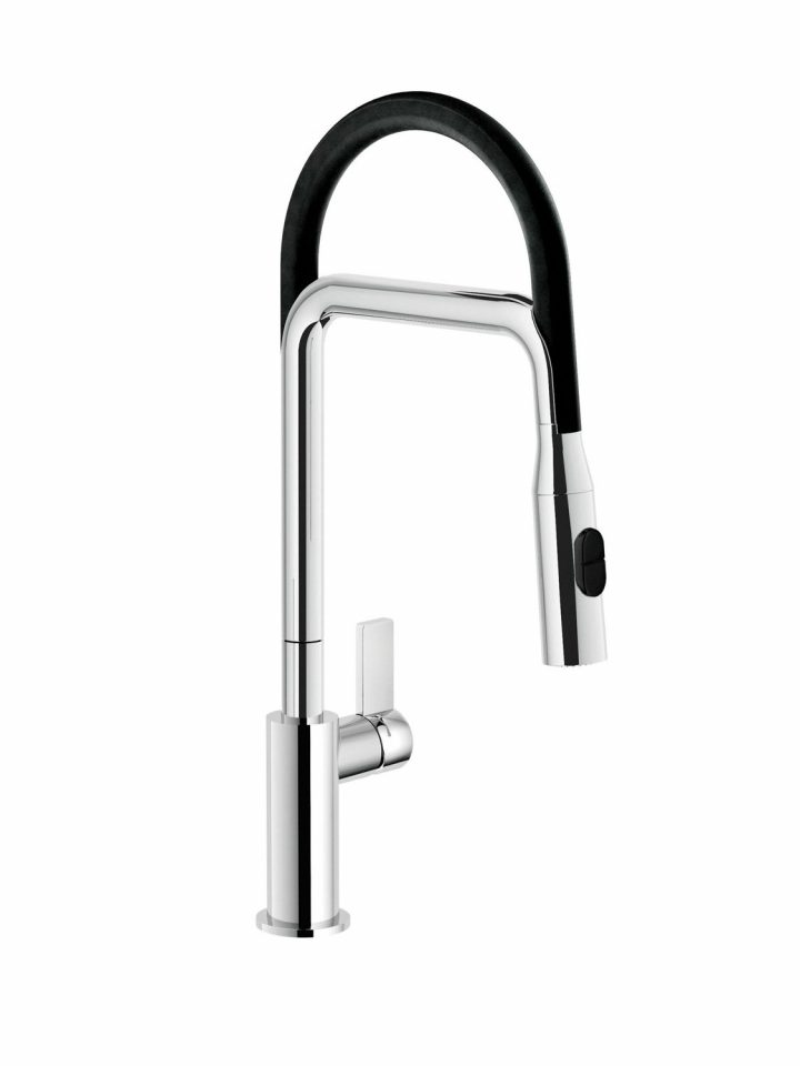 Aquatop Mitigeur Cuisine Flag Rcs965/do Chromé Avec Douchette Flexible Noir tout Flexible Robinet Douchette Cuisine