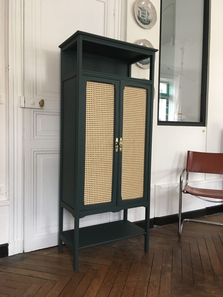 Armoire Bibliothèque En Cannage, Meubles Vintage Nantes pour Meuble Vintage Nantes