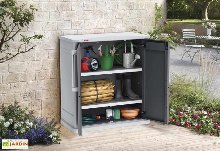 Armoire De Jardin Basse En Résine 80X47X91Cm – Chalêt-Jardin concernant Armoire De Jardin Resine