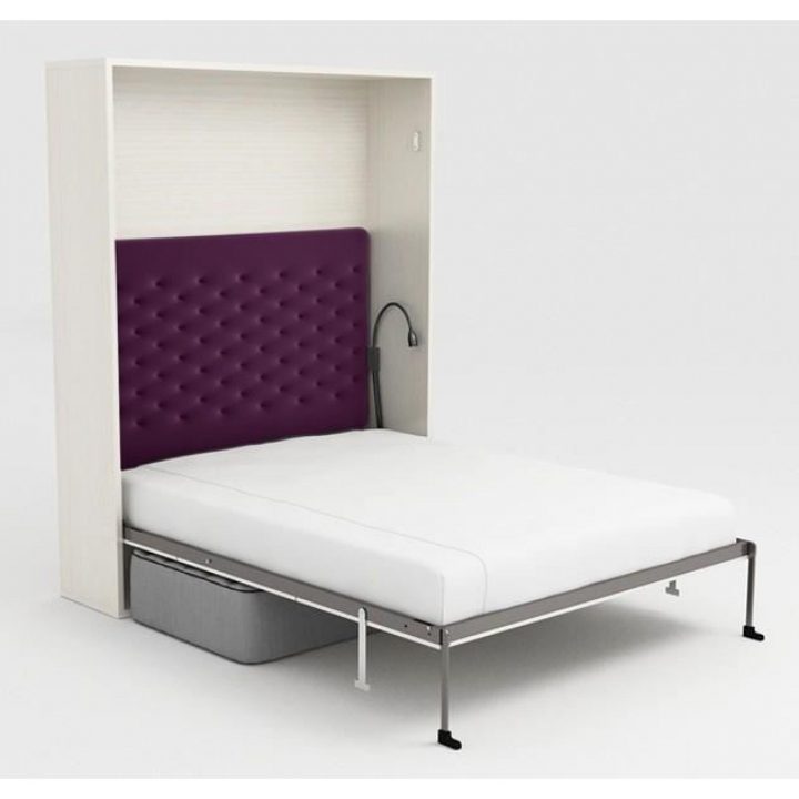 Armoire Lit Escamotable Stone 160X200 Blanc Canapé – Achat avec Lit Escamotable 2 Personnes Pas Cher