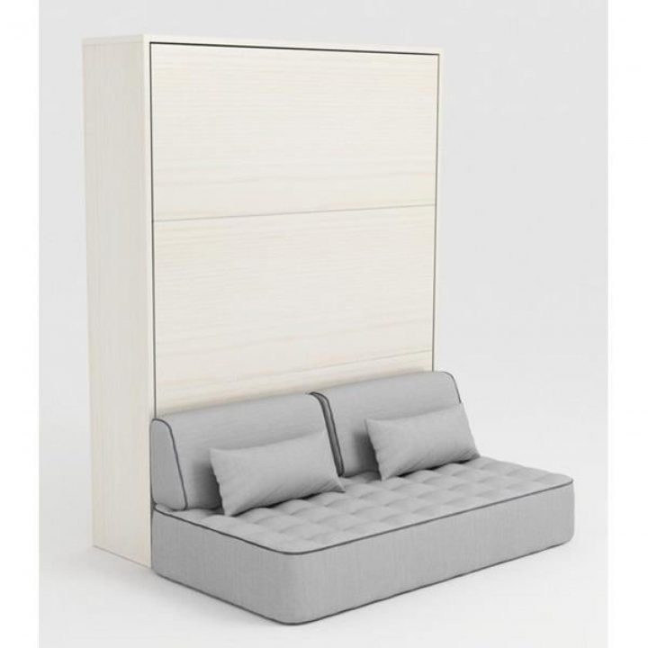 Armoire Lit Escamotable Stone 160X200 Blanc Canapé – Achat pour Lit Escamotable 2 Personnes Pas Cher