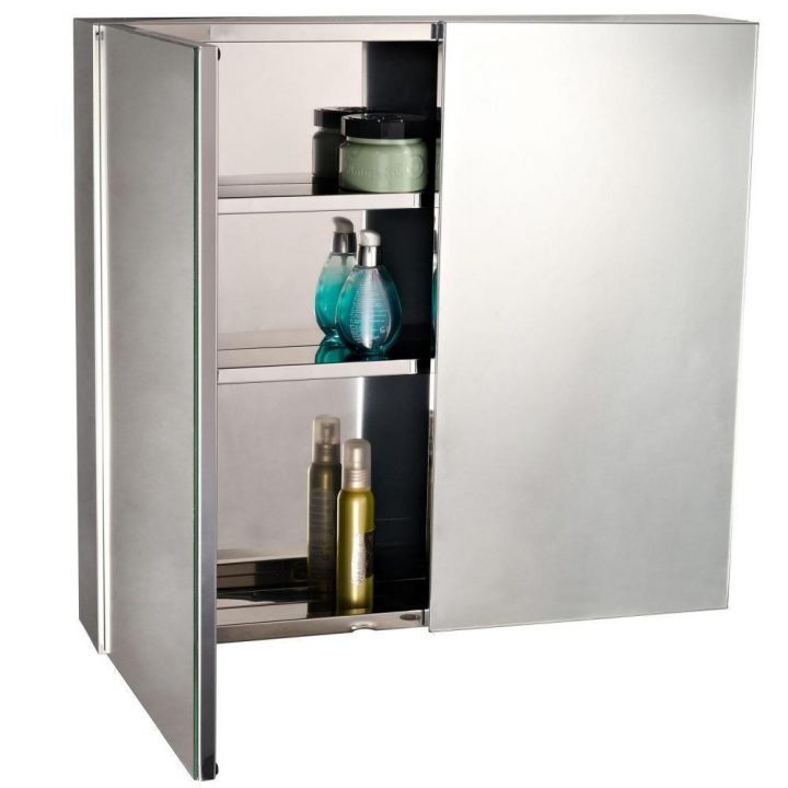 Armoire Miroir Rangement Toilette Salle De Bain Meuble Mural Dim. 60L X 12L  X 55H Cm Acier Inox. pour Placard Mural Salle De Bain