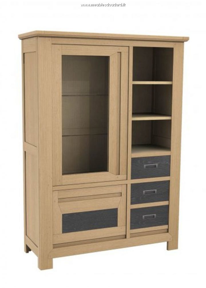 Armoire Vitrine Moderne En Chêne Charme dedans Armoire De Salle À Manger
