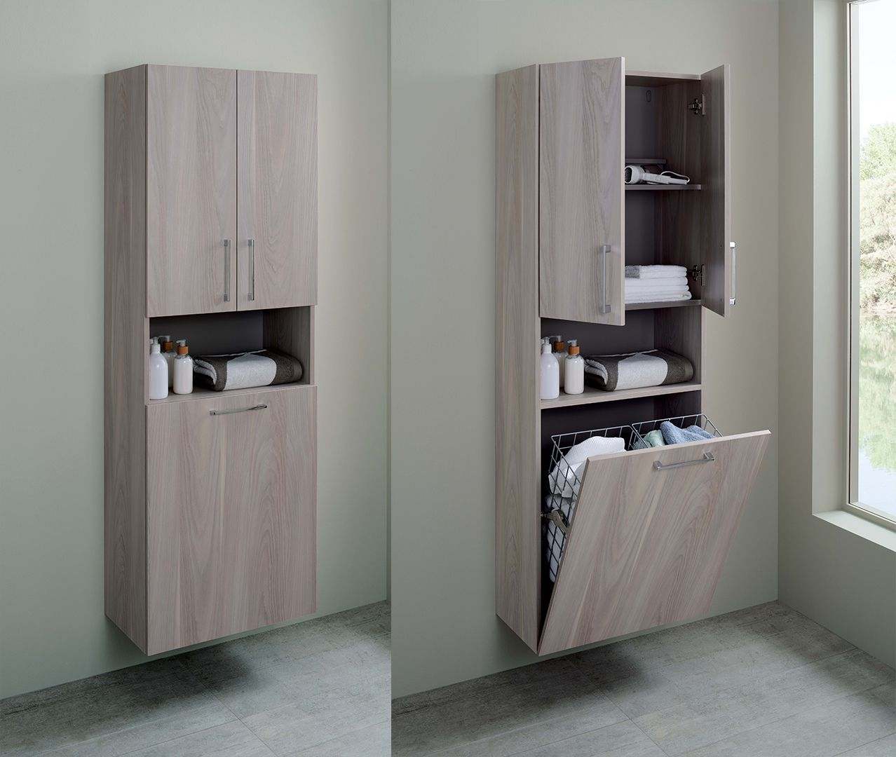 Meuble Salle De Bain Avec Panier À Linge Intégré