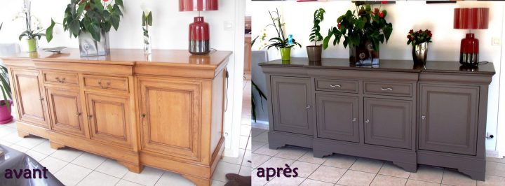 Avant : Buffet Enfilade En Chêne Vernis Après : Peinture Et tout Repeindre Un Meuble En Bois Verni Avant : Buffet Enfilade En Chêne Vernis Après : Peinture Et tout Repeindre Un Meuble En Bois Verni