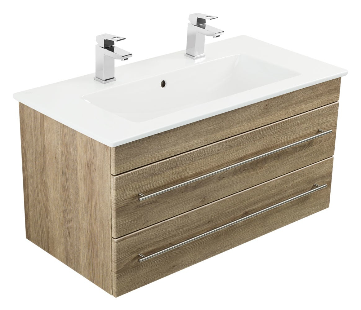 Badmöbel Mit Villeroy &amp; Boch Venticello Waschbecken 100 Cm concernant Vasque 100 Cm 2 Robinets