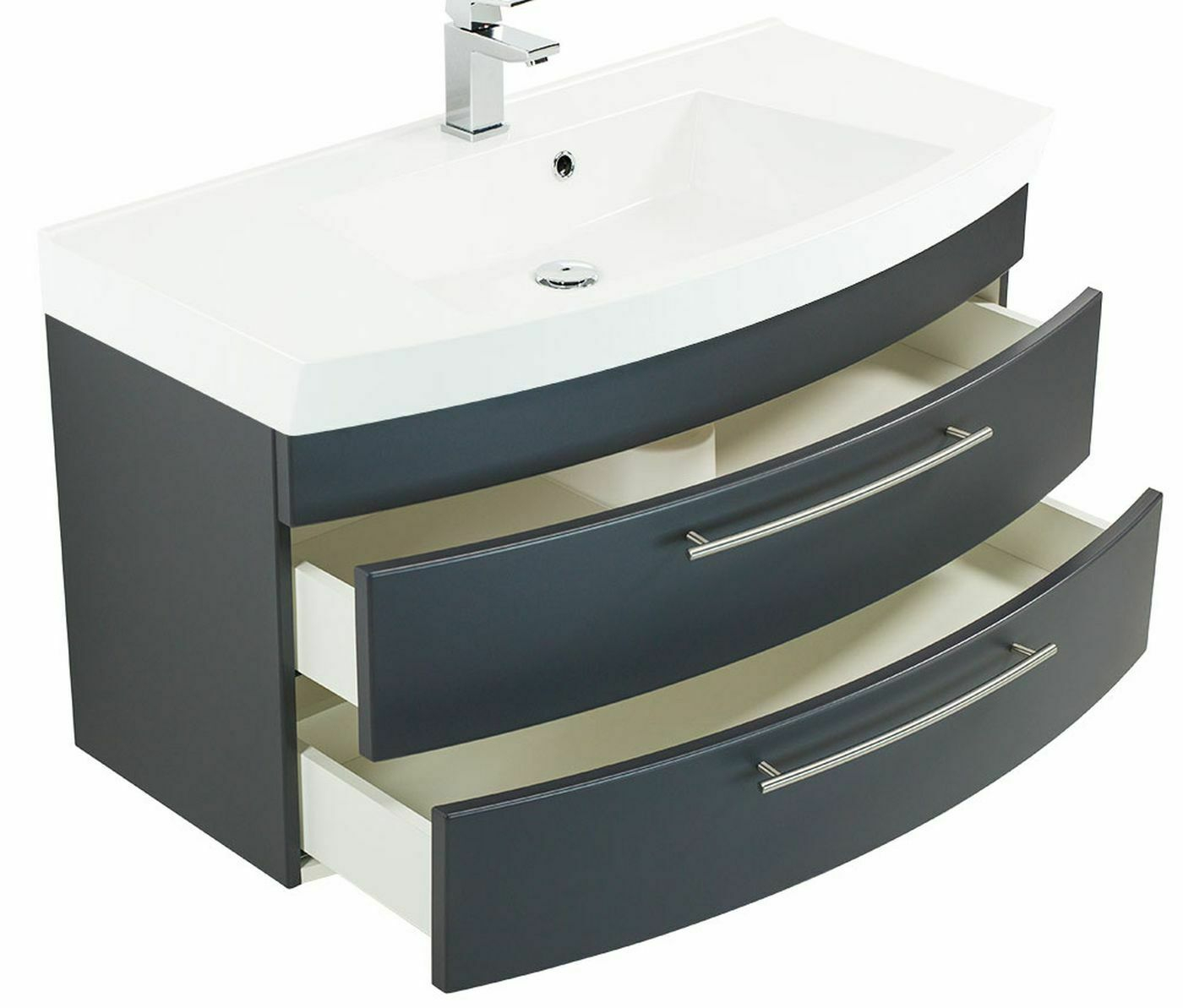 Badmoebelset Viva Complet Lavabo 100 Cm Led Armoire De serapportantà Vasque 100 Cm 2 Robinets