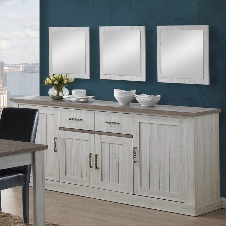 Bahut 220 Cm Couleur Chêne Clair Et Marron Emy serapportantà Buffet Salle À Manger Pas Cher
