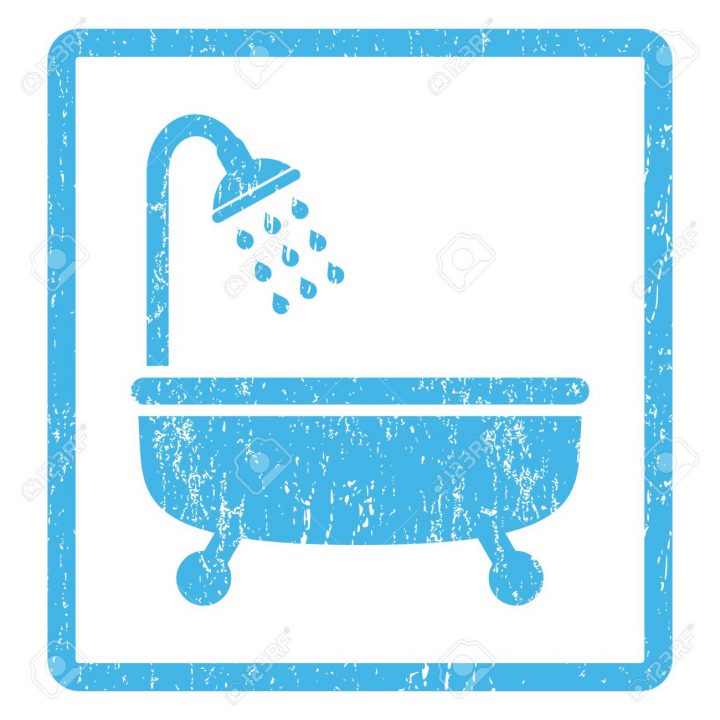 Bain De Douche En Caoutchouc Joint Timbre Filigrane. Symbole De Pictogramme  De Glyphe À L'intérieur Du Rectangle Arrondi Avec La Conception Grunge Et tout Pictogramme Douche