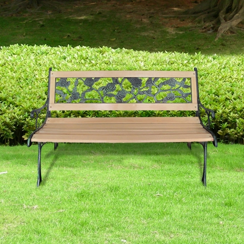 Banc De Jardin Bois Et Fonte Floral Destockoutils encequiconcerne Banc De Jardin En Fonte