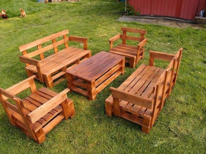Banc De Jardin En Palettes : Un Choix Respectueux De L destiné Table De Jardin En Bois Avec Banc Integre