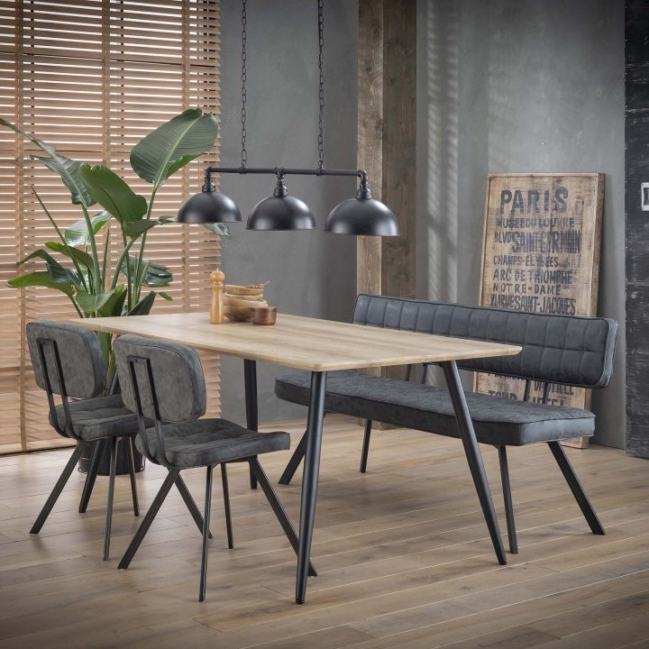 Banc Salle À Manger Noir Avec Dossier 150 Cm dedans Banc Avec Dossier Pour Salle A Manger