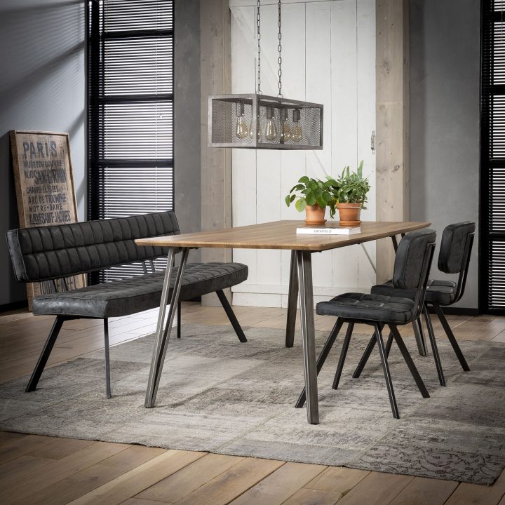 Banc Salle À Manger Noir Avec Dossier 180 Cm destiné Banc Avec Dossier Pour Salle A Manger