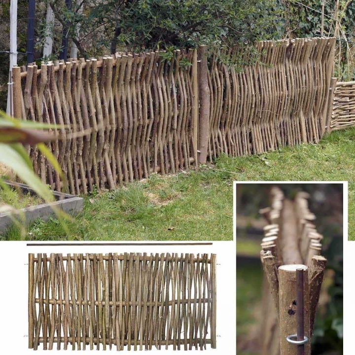 Barrière Noisetier L.120Cm X H.60Cm Avec Tige | Cloture tout Barrière Bois Jardin