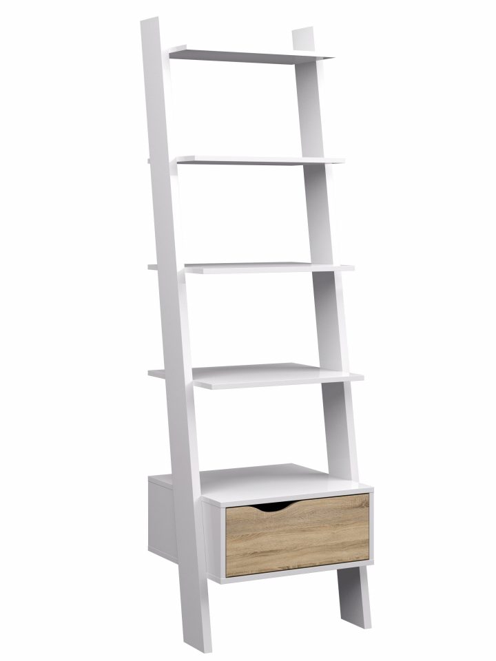 Bibliothèque 1 Tiroir Oslo Blanc/chêne | Recamara intérieur Meuble Chaussures But