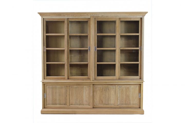 Bibliotheque En Chêne Massif Victoria : 6 Portes – Hellin concernant Meuble Vitrine But