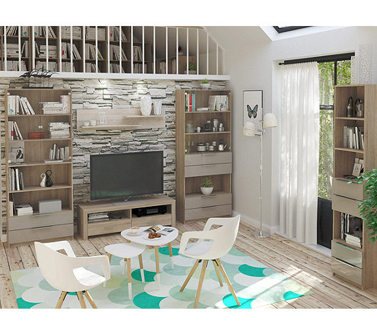 Bibliothèque Optima Imitation Chêne – Bibliothèque Et encequiconcerne Bibliothèque But