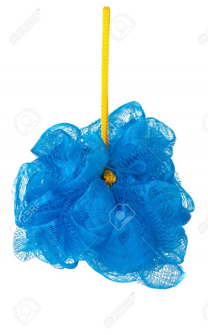 Bleu, Éponge, Douche, Isolé, Blanc, Fond encequiconcerne Eponge De Douche