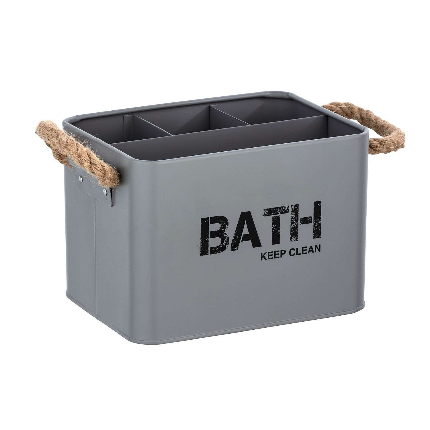 Boîte De Rangement Compartimentée Salle De Bain Gara - L. 19 X H. 12 Cm -  Gris pour Boite De Rangement Salle De Bain