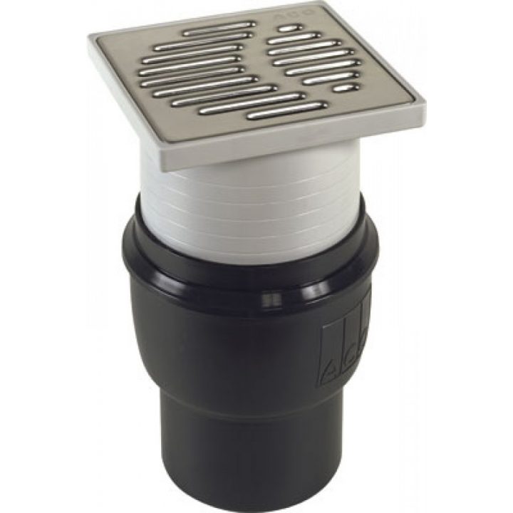 Bonde De Douche À L'italienne 150 X 150 Mm Ajustable Sortie Verticale Aco  Passavant Sur Bricozor concernant Bonde De Douche À L Italienne