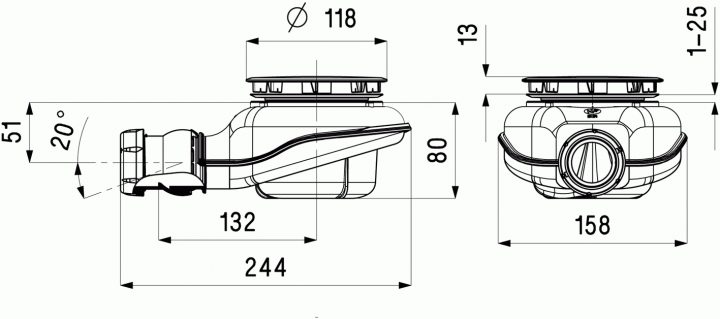 Bonde Douche D90 Mm Turboflow2 Tb22 serapportantà Diametre Evacuation Douche