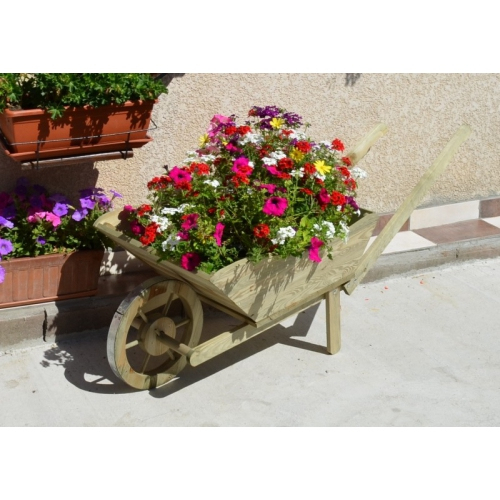 Brouette En Bois De Décoration Pour Jardin, Terrasse Et serapportantà Brouette Deco Jardin
