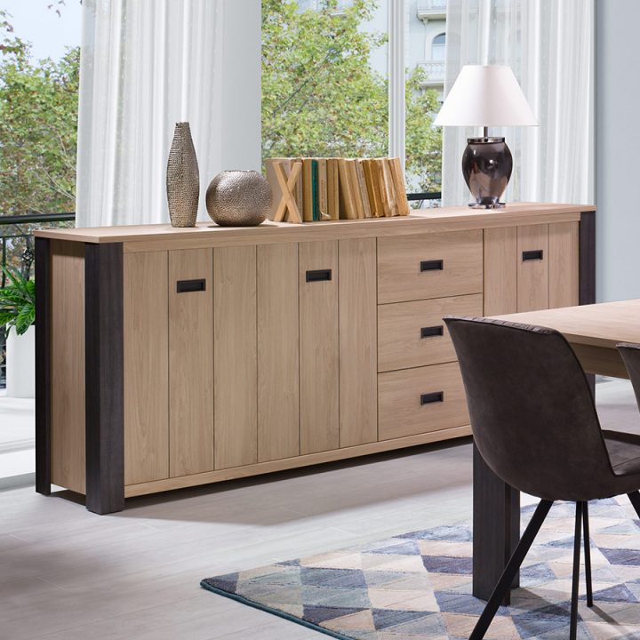 Buffet 225 Cm Contemporain Couleur Bois Pietro destiné Meuble Bas Salle À Manger