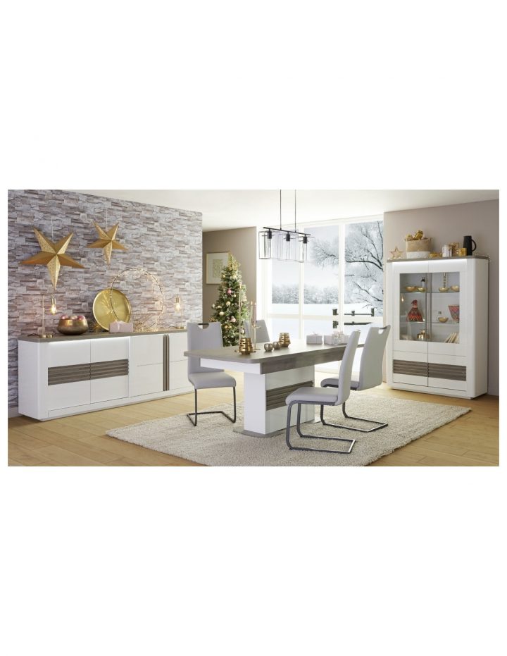 Buffet 4 Portes Vertigo Blanc/chêne Gris – Buffet But tout Salle À Manger Complète But