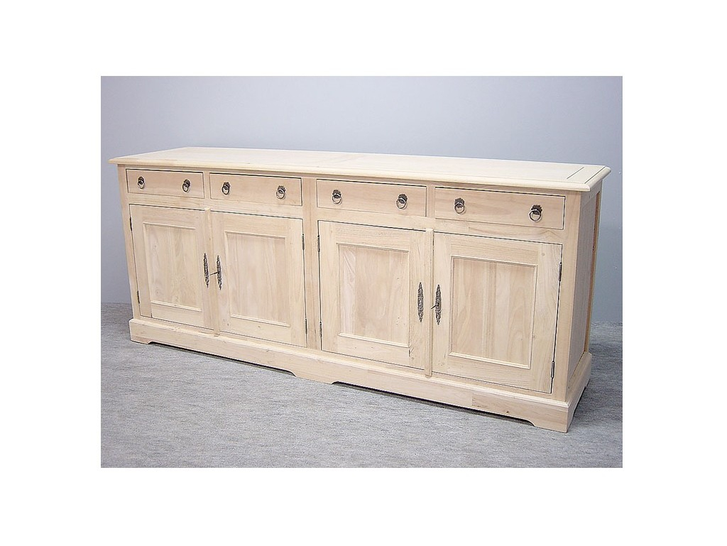 Buffet Bas Campagne En Hévéa Massif. Meuble Bois Massif Pour La Salle À