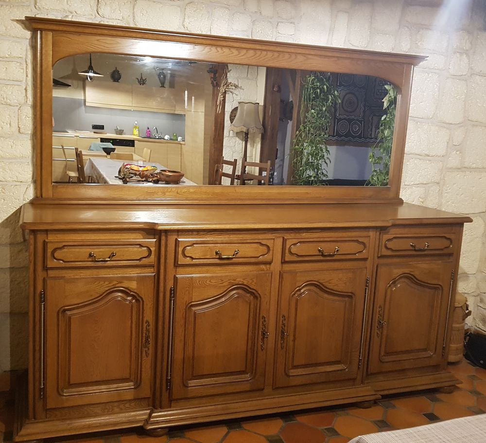 Buffet Bas Salle À Manger Chêne Massif + Miroir tout Meuble Bas Salle À